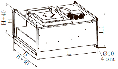 Рис.1. Габаритные размеры вентилятора Канал-ПКВ-Н
