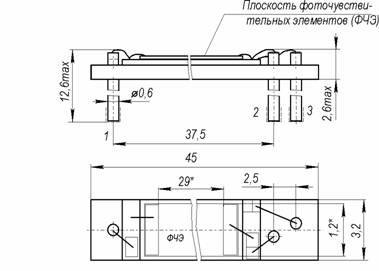 Габаритные размеры фотодиода КЧФ-1-29