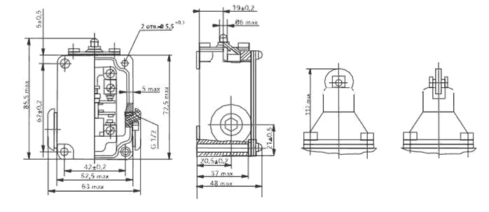 Габаритные размеры выключателя ВПК-2111