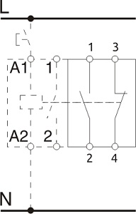 Рис.1. Принципиальная схема контакта дополнительного MF/AX 1NO+1NC