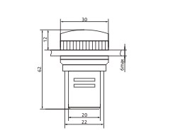 " Схема габаритных размеров Индикатора лампы FP L 12V"