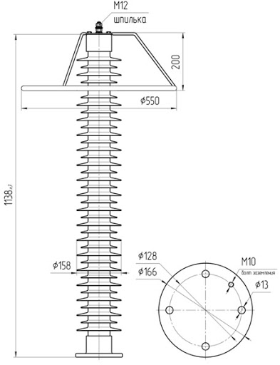 "Схема габаритных размеров ОПН-110"