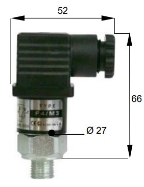 Габаритные и присоединительные размеры реле F4V1/M3 (10-100 bar)